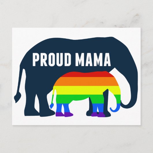 Gay Pride Ma Proud Mama Elephant Rainbow LGBTQ Briefkaart (Voorkant)