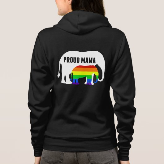 Gay Pride Ma Proud Mama Elephant Rainbow LGBTQ Hoodie (Achterkant)