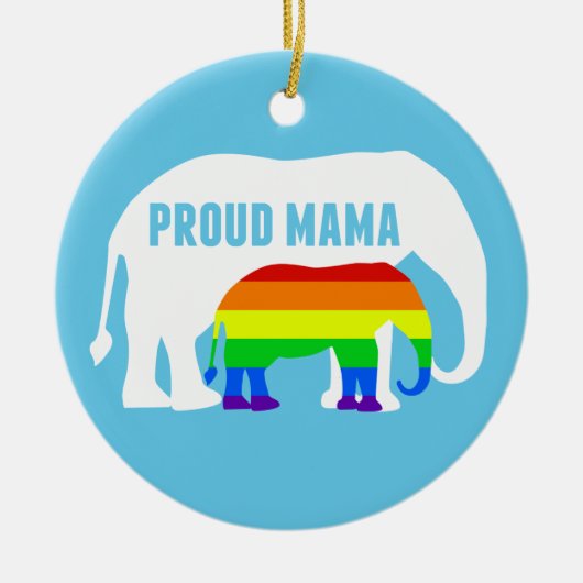 Gay Pride Ma Proud Mama Elephant Rainbow LGBTQ Keramisch Ornament (Voorkant)