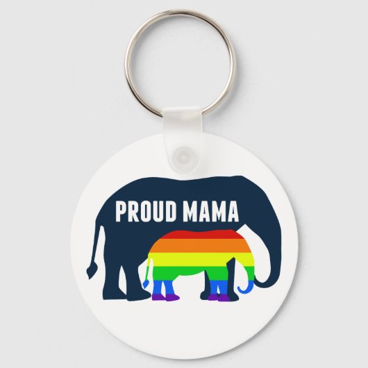 Gay Pride Ma Proud Mama Elephant Rainbow LGBTQ Sleutelhanger (Voorkant)