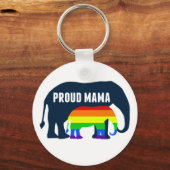 Gay Pride Ma Proud Mama Elephant Rainbow LGBTQ Sleutelhanger (Voorkant)