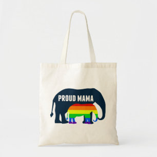 Gay Pride Ma Proud Mama Elephant Rainbow LGBTQ Tote Bag