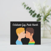 Gay Pride Maand Two Jongens Kiss Queer Tekening Briefkaart (Staand voorkant)