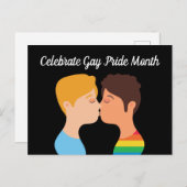Gay Pride Maand Two Jongens Kiss Queer Tekening Briefkaart (Voorkant / Achterkant)