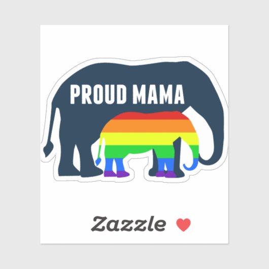 Gay Pride Mam Proud LGBT Mama Elephant Sticker (Vel)