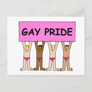Gay Pride-Mannen in roze onderbroek Briefkaart