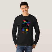 Gay Pride Messy Bun Rainbow Sunbril Lgbetq Vrouwen T-shirt (Voorkant volledig)