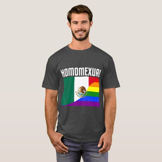 Gay Pride Mexican Rainbow Flag Proud Homoseksueel T-shirt (Voorkant volledig)