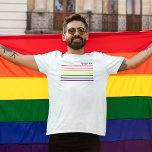 Gay Pride Month White LGBTQ Rainbow Mannen T-shirt<br><div class="desc">Geniet van Pride Month en show uw steun voor de LGBTQ-gemeenschap met dit eenvoudige en stijlvolle,  moderne regenboogkleurige "gay pride" shirt met grijze scripttekst en levendige regenboogstrepen.</div>
