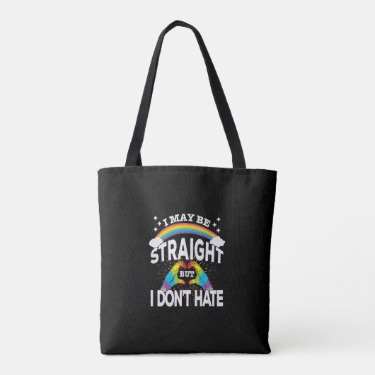 Gay Pride Ondersteuning - Rechtstreeks Maar Geen H Tote Bag (Achterkant)