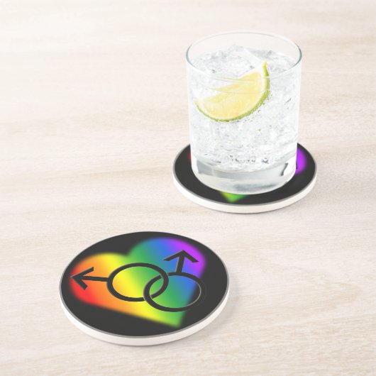 Gay Pride Onderzetters Rainbow Love Drink Coasters (Zijkant)