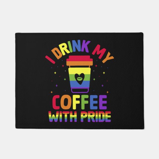 Gay Pride Parade Cafeïne LGBTQ Koffie Drinker Deurmat (Voorkant)