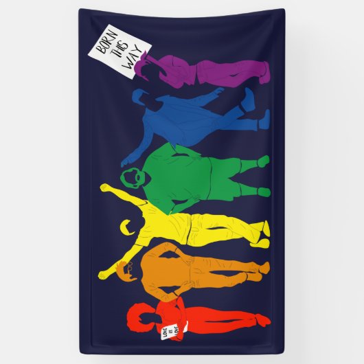 Gay Pride Parade Mensen Illustratie Spandoek (Verticaal)