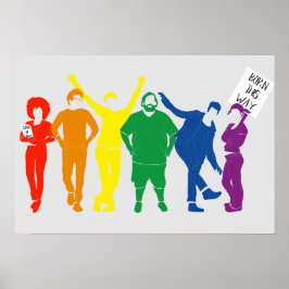 Gay Pride Parade Rainbow Colour People Poster
