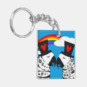 Gay Pride Parrots met regenboog Sleutelhanger (Voorkant Links)