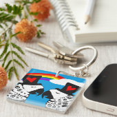 Gay Pride Parrots met regenboog Sleutelhanger (Voorkant Rechts)