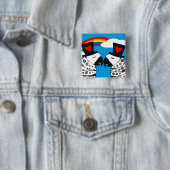 Gay Pride Parrots met regenboog Vierkante Button 5,1 Cm (In situ)