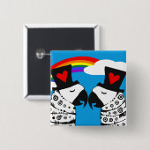 Gay Pride Parrots met regenboog Vierkante Button 5,1 Cm (Voorkant /achterkant)