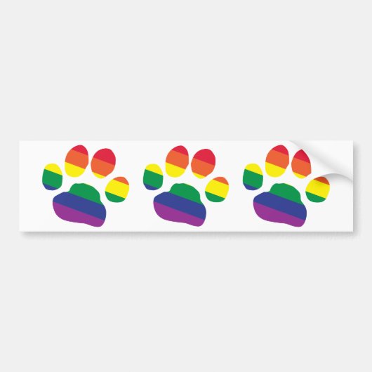 Gay-Pride-Paw-Print Bumpersticker (Voorkant)