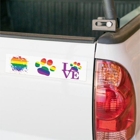 Gay-Pride-Paw-Print Bumpersticker (Op Truck)