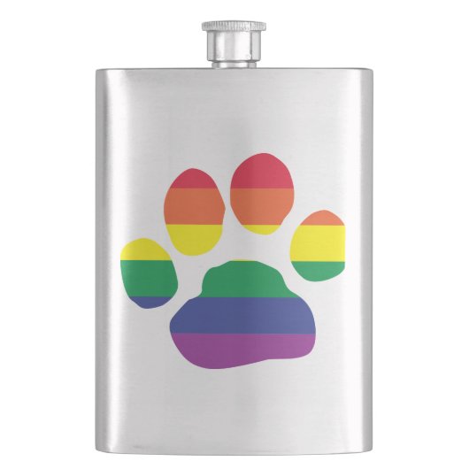Gay-Pride-Paw-Print Heupfles (Voorkant)