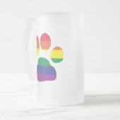 Gay-Pride-Paw-Print Matglas Bierpul (Voorkant links)
