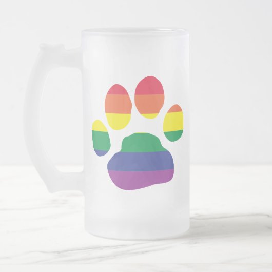 Gay-Pride-Paw-Print Matglas Bierpul (Links)