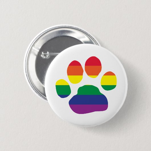 Gay-Pride-Paw-Print Ronde Button 5,7 Cm (Voorkant /achterkant)