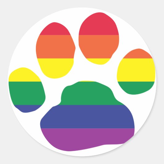 Gay Pride Paw Print Ronde Sticker (Voorkant)