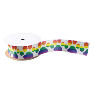 Gay-Pride-Paw-Print Satijnen Lint