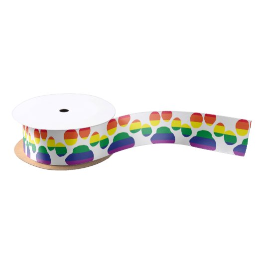 Gay-Pride-Paw-Print Satijnen Lint (Spoel)