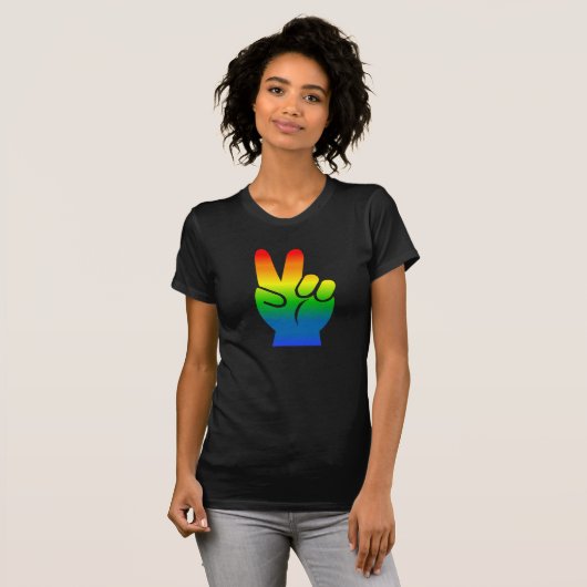 Gay Pride Peace dark t shirt (Voorkant volledig)