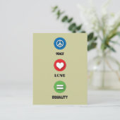 Gay Pride Peace Love Equality Briefkaart (Staand voorkant)