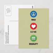 Gay Pride Peace Love Equality Briefkaart (Voorkant / Achterkant)