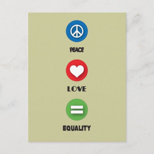 Gay Pride Peace Love Equality Briefkaart (Voorkant)