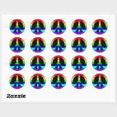 Gay Pride Peace Symbol Stickers (Tekst optioneel) (Vel)