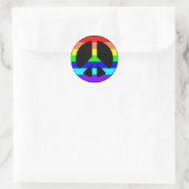 Gay Pride Peace Symbol Stickers (Tekst optioneel) (Tas)