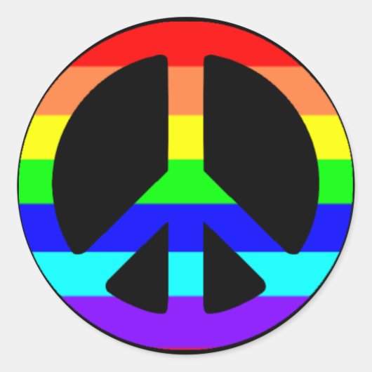 Gay Pride Peace Symbol Stickers (Tekst optioneel) (Voorkant)