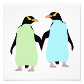 Gay Pride Penguins Holding Hands Foto Afdruk (Voorkant)