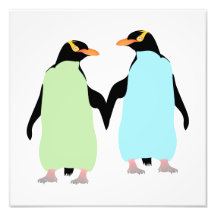Gay Pride Penguins Holding Hands