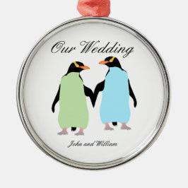 Gay Pride Penguins Holding Hands Metalen Ornament