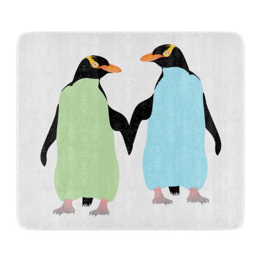 Gay Pride Penguins Holding Hands Snijplank (Voorkant)