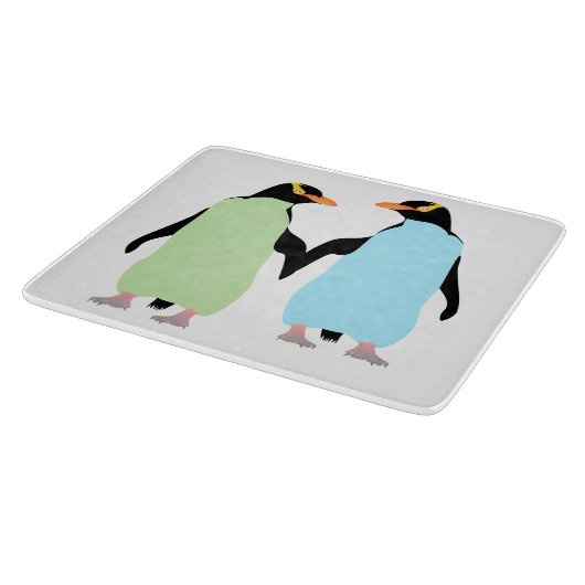 Gay Pride Penguins Holding Hands Snijplank (Hoek)