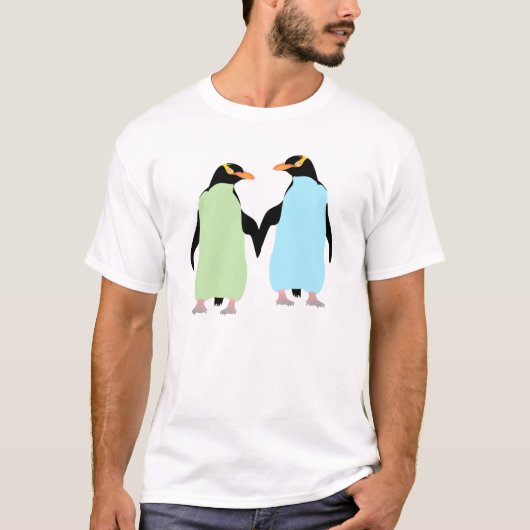 Gay Pride Penguins Holding Hands T-shirt (Voorkant)