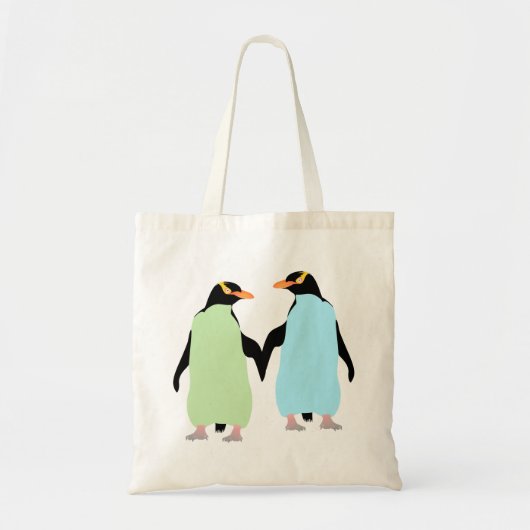 Gay Pride Penguins Holding Hands Tote Bag (Voorkant)