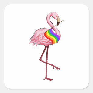 Gay Pride Pink Flamingo Lgbt Pride Month Gifts Vierkante Sticker