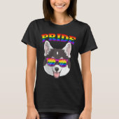 Gay Pride Pomsky Dog Husky Mixed Pommeren met l T-shirt (Voorkant)