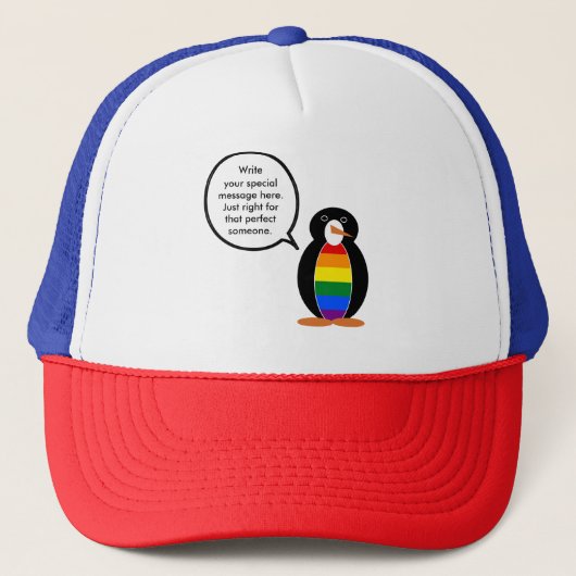 Gay Pride Praat Mevr. Pinguïn Gepersonaliseerd Trucker Pet (Voorkant)