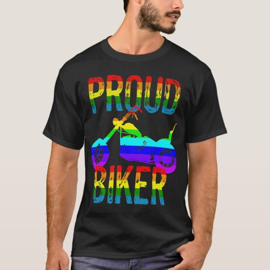 Gay Pride Proud Biker T-shirt (Voorkant)