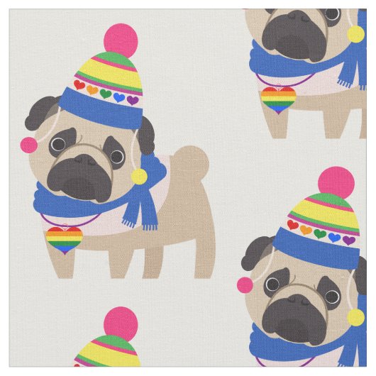 Gay Pride Pug - Funny Pet Stof (Close Up)